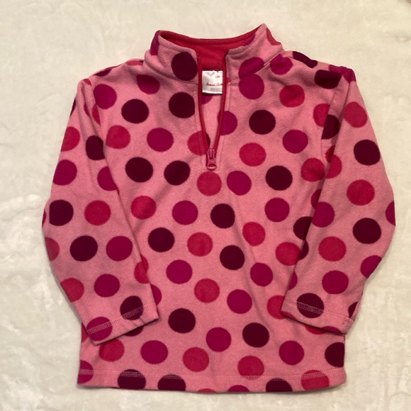 Hanna Andersson Pink Polka Dot Fleece Pullover - Picture 1 of 4